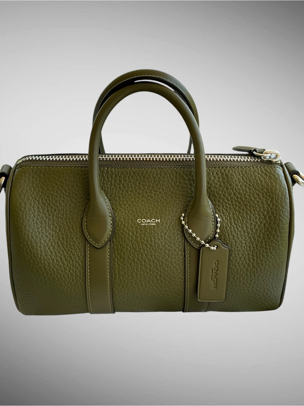 Coach Compass Bag 25 Olive Green Pebble Leather Crossbody
